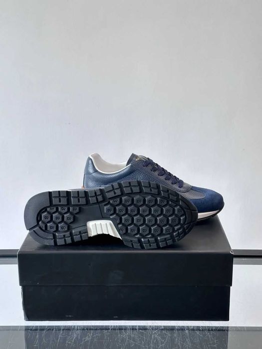 Balmain Monogram Runner Sneaker "Navy Blue Leather"
