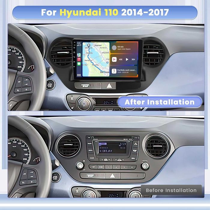 Мултимедия за Hyundai I10 Android Двоен дин Навигация, Hyundai Grand I10 2 DIN плеър Андроид Carplay, 2014, 2015, 2016, 2017 година