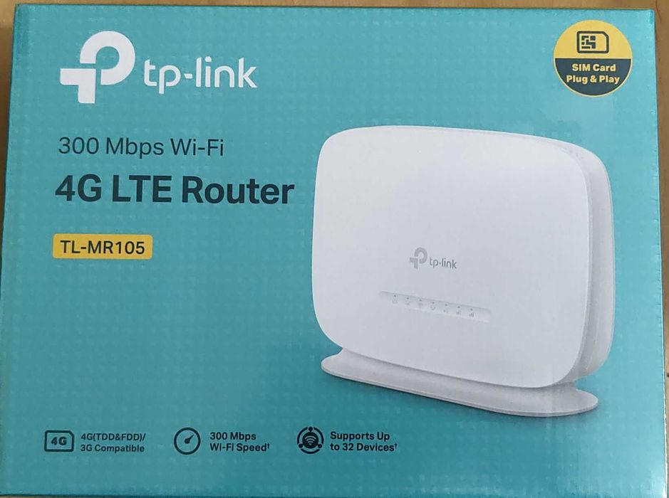 Router Wireless TP-LINK TL-MR105, 4G LTE, 300 Mbit/s, 2 Porturi LAN, Alb