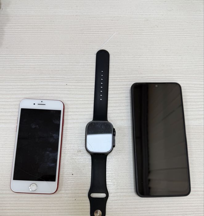 Продам телефоны: iPhone 7, Android Redmi и смарт-часы.