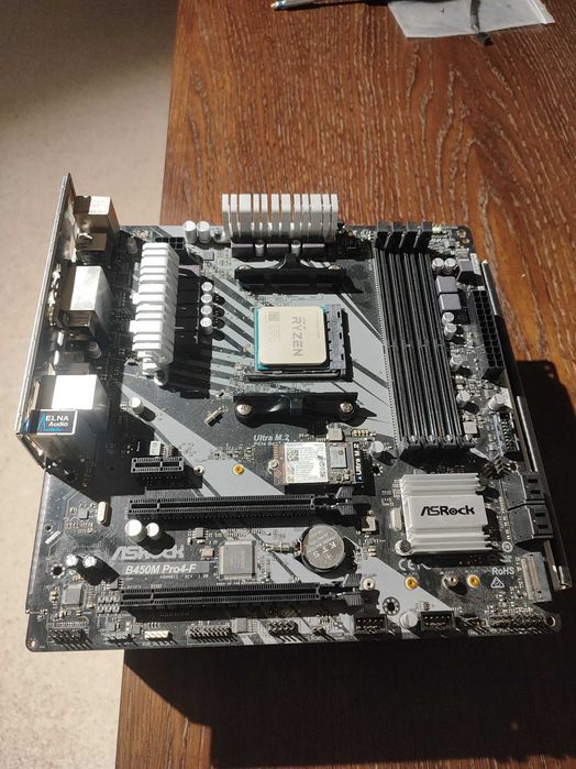 Комплект AM4 дъно Asrock B450M Pro4-F + CPU Ryzen 5 2600