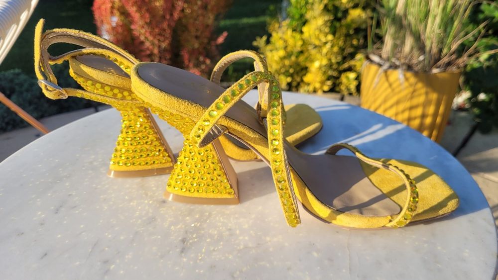 Sandale Alma en Pena noi, galbene, piele naturală,  37