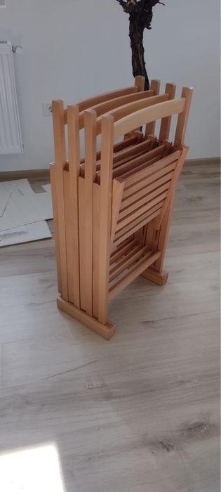 Scaune pliante lemn + suport