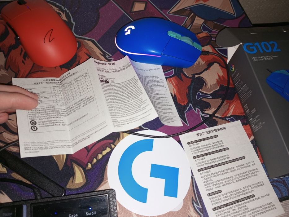 Компьютерная мышь logitech g102 lightsync синяя б/у