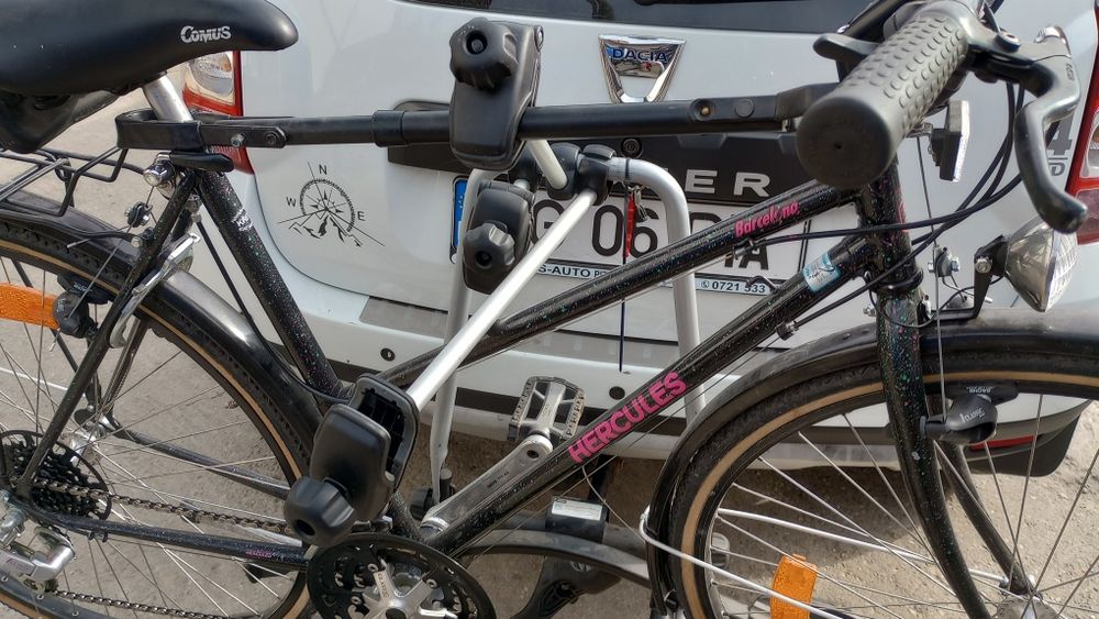 Suport thule 3 biciclete+2 suporți cadru bicicleta dama