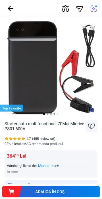 Starter auto multifunctional 70Mai Midrive PS01 600A