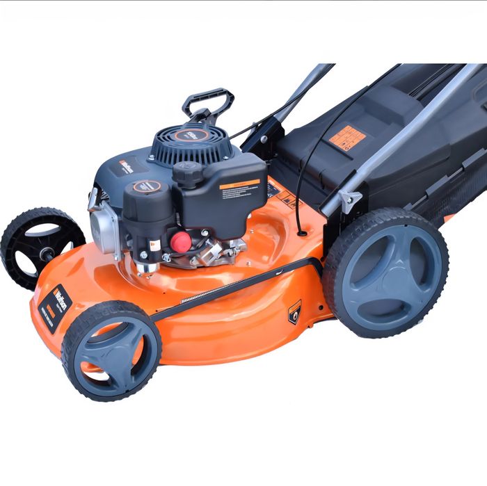 Masina de tuns gazon pe benzina Wolfson WFS4600 autopropulsata 4 CP-150 CC-  46 cm cos 61 L  7 trepte taiere  mulcire si evacuare laterala