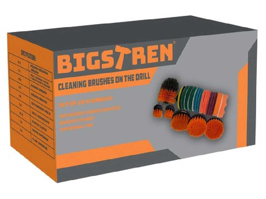 К-т четки, гъби, дискове за почистване и полиране, BIGSTREN, 22 части