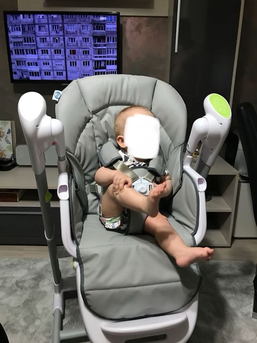 Vand Scaun de masa Caretero, PVC, 6 luni+, 15 kg, Alb/Gri