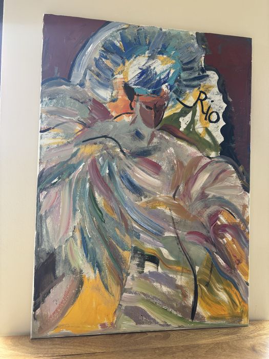 Tablou pictat manual – Dansatoare Rio – acril pe pânză pe șasiu de lemn – 50 × 70 cm