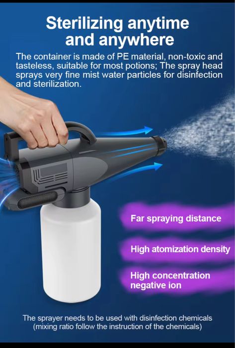 NOU nebulizator ELECTROSTATIC sterilizare  dezinfectie dezinfectan ULV