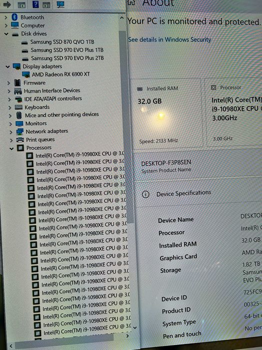 Геймърски/Super Ai/ i9 10980Xe/RX 6900XT/32gb рам/Nvme+Ssd 4tb/Fractal