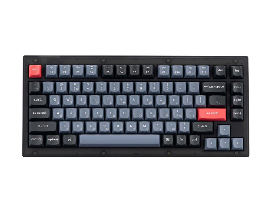 }Keychron V1 ANSI 75% 84 Key Frosted Black Full Assembled Knob Switch