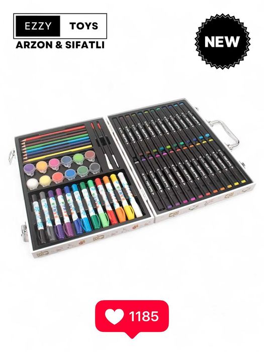 Bolalar ijodi uchun qalam va bo'yoqlar to'plami 64 pcs