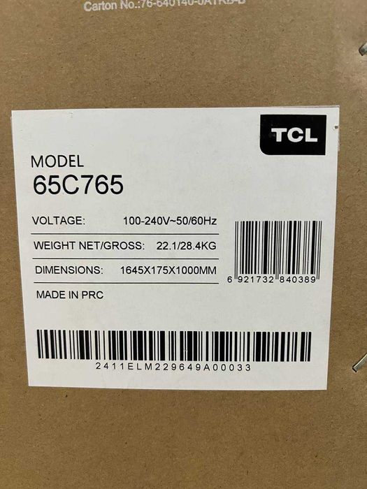 Телевизор TCL 65* C765 4k Miniled 144ГЦ Google Tv + прошивка + доставк