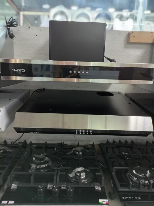 Gaz panel, stekloli. Газ, вытяжка.