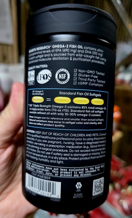 ДОСТАВКИ НЕТ Sport Research triple omega 3 150шт 440 000 Made in USA