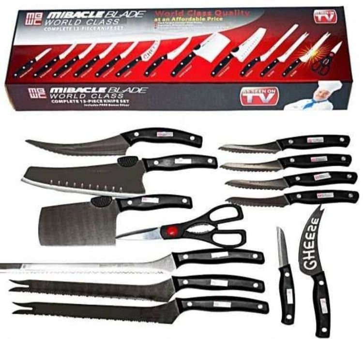 Set Cadou 12 cutite + 1 foarfeca Otel inoxidabil mânere nituite