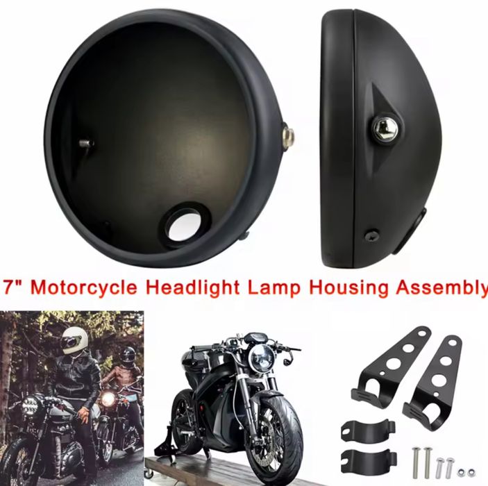 Carcasa negru mat pentru far de 7 inchi la motociclete