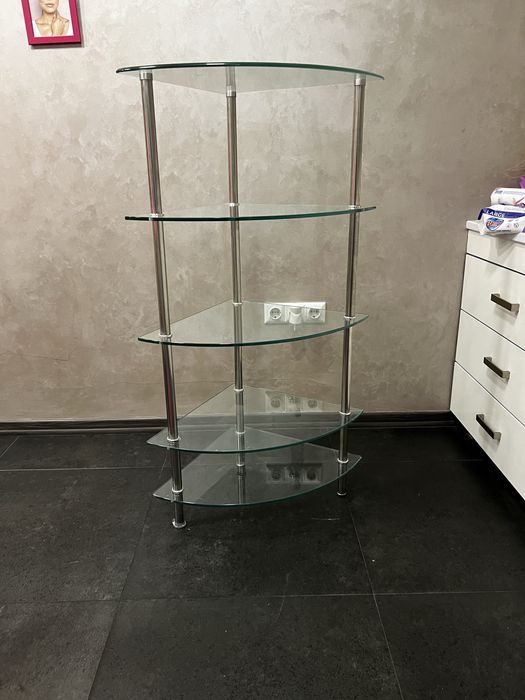 Стъклена етажерка + инокс