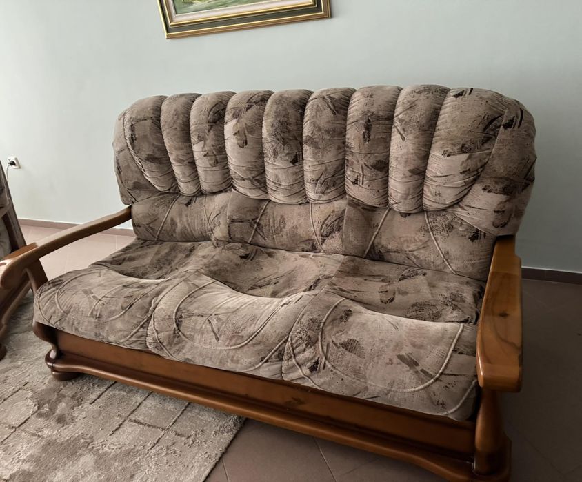 Комплект мека мебел  от масив – диван и двойно канапе