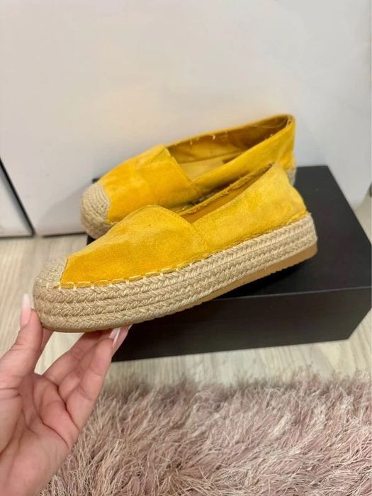 Espadrile galben șofran cu platforma Musk catifea mărimea 36