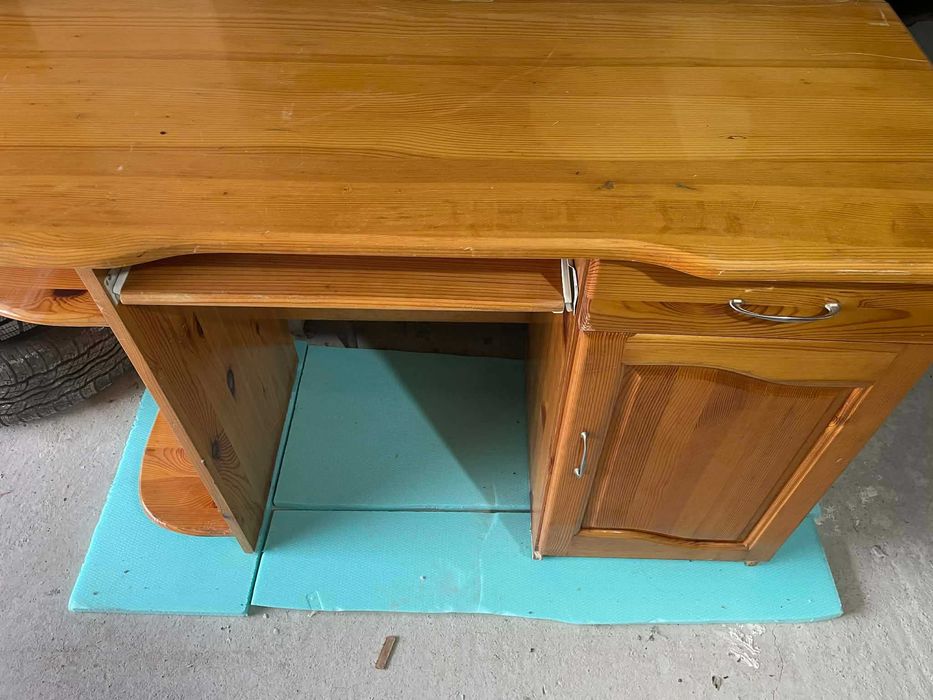 Дървено бюро масив Компютърно бюро с шкаф и чекмедже Здраво бюро