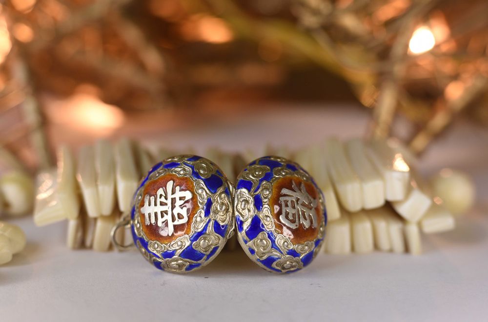 Pandantiv locket China, argint cu email cloisonné