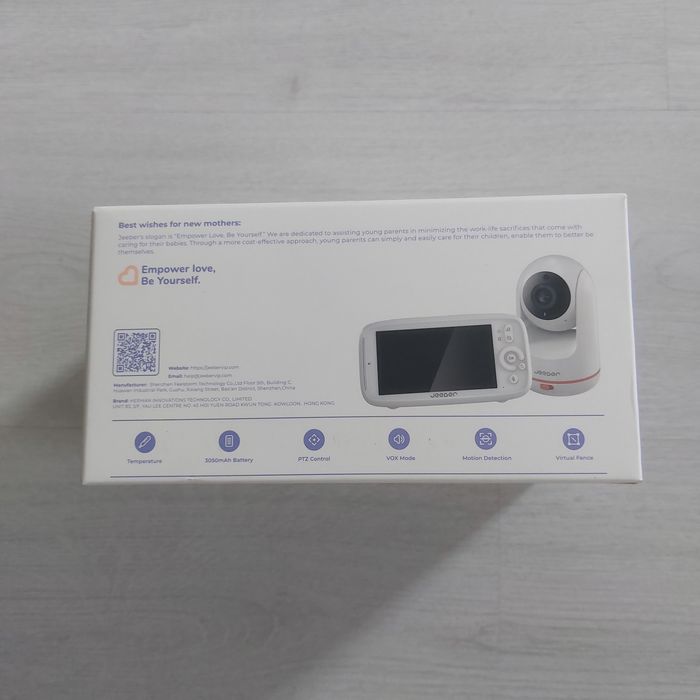 Нов Смарт Видео Бебефон Jeeber 2K VB805PRO – 5" Дисплей + Wi-Fi Приложение, Нощно виждане, Сензор за плач