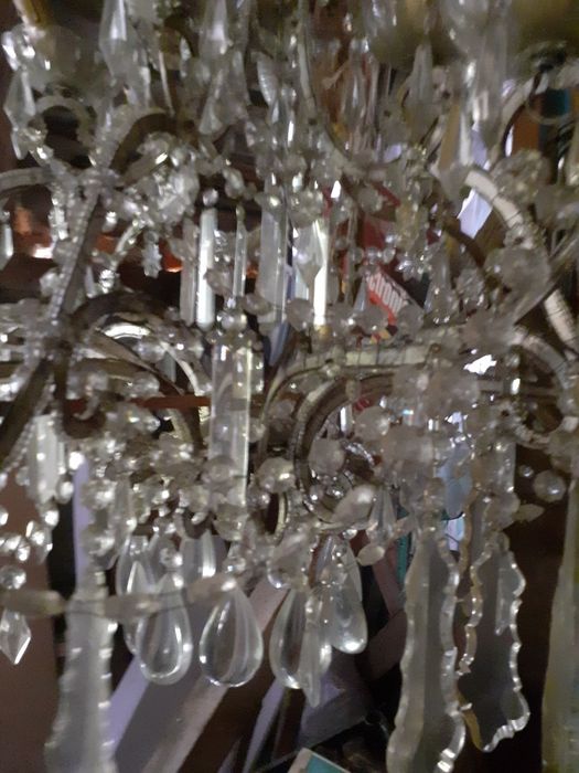 candelabru 12 brațe/cristale Bohemia,stil Luis XIV,baroque/90 cm