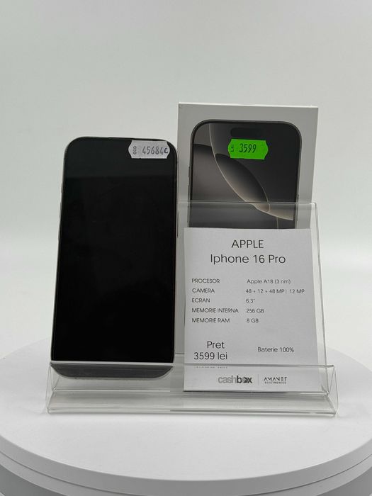 Apple iPhone 16 Pro 256 GB 100% baterie Garantie 24 luni CashBox