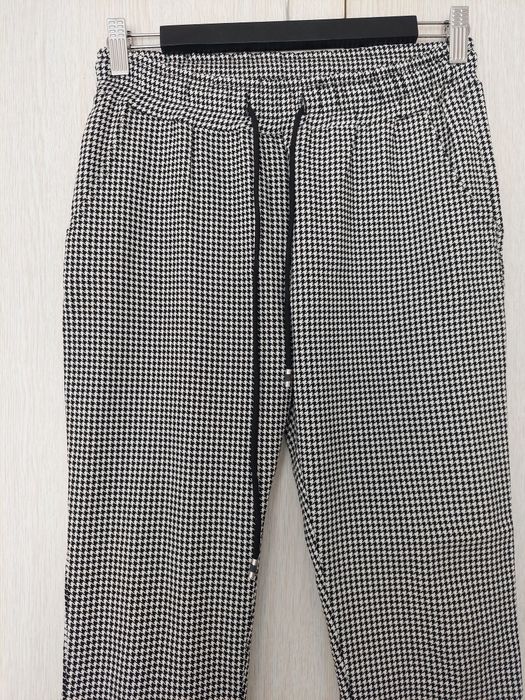 Pantaloni damă Made in Italy pied de poule alb negru elastici mărimea XL