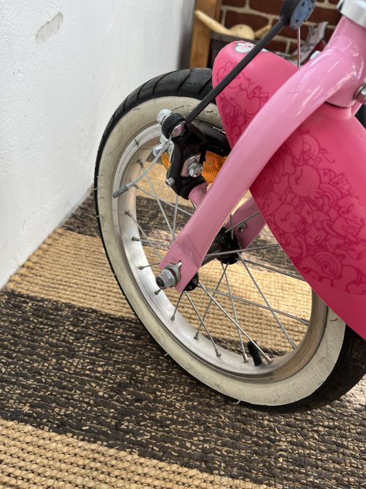 Детско колело 14 BTWIN с помощни колела, розово с еднорог