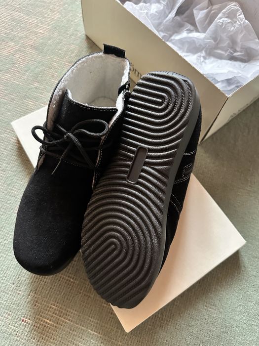 Топли пухени обувки от естествена кожа