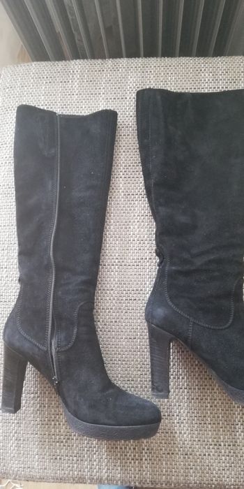 Cizme negre inalte dama piele intoarsa Manas lea Foscati italia