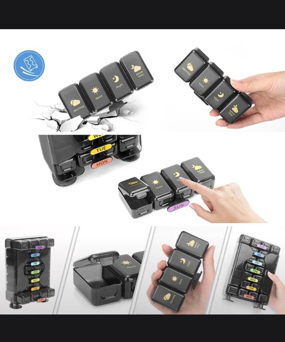 Еженедельный органайзер для таблеток 4 раза в день.