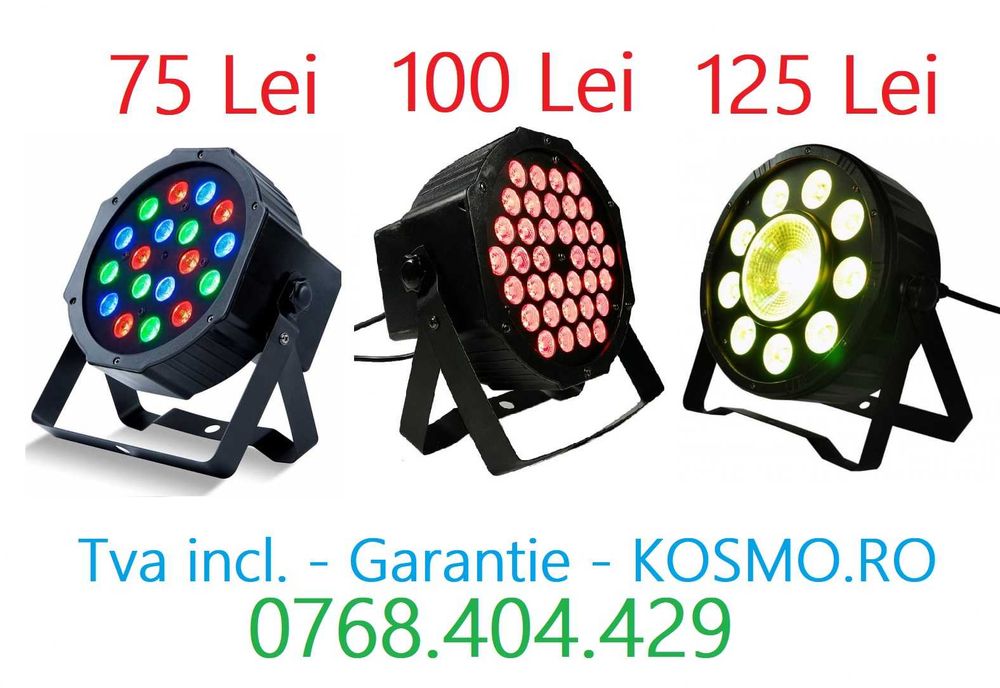 Proiector lumini disco PAR LED, Microfon integrat, DMX, Scena club DJ