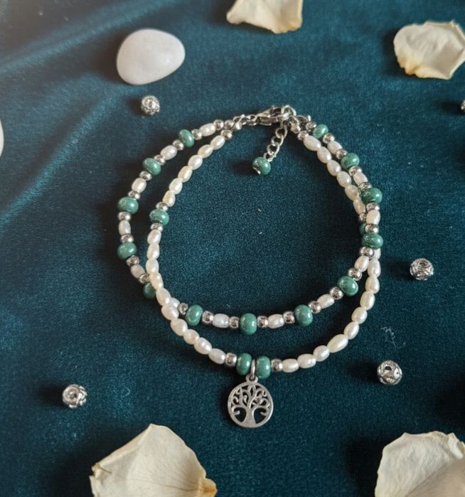 Колиета и гривни с перли и ест.камъни