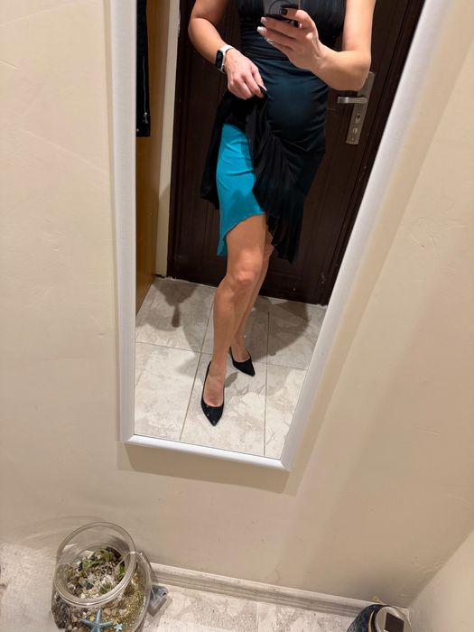 Официална рокля черно - зелена