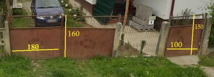 Porti din metal acces auto + pietonal tabla stare buna