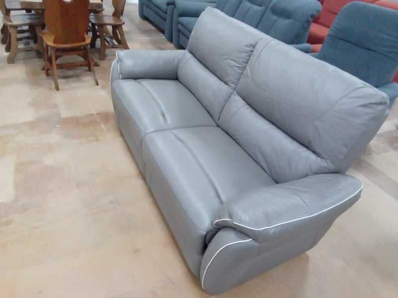 Сив кожен диван тройка - естествена кожа