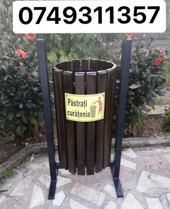 Cos de gunoi stradal: lemn/metal