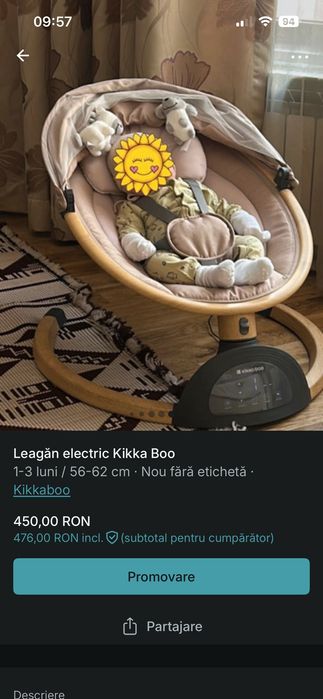 Leagăn electric Kikka Boo
