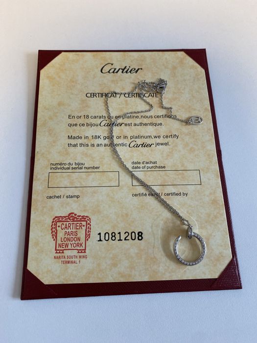 Colier Cartier Cui Aur Alb 24K cu diamante