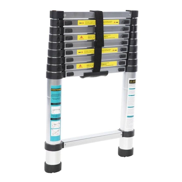 Scară telescopică Taro, înălțime maximă 2,9m, 10 trepte, greutate maximă suportată 150 kg