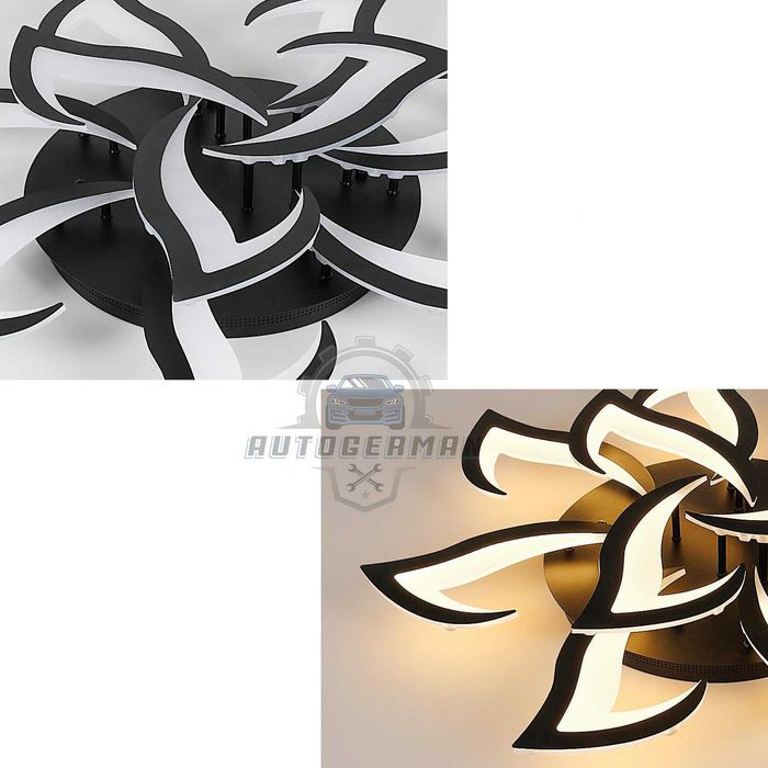 Черен таванен аплик с LED 3-степенен димер 3-светлина лед лампа