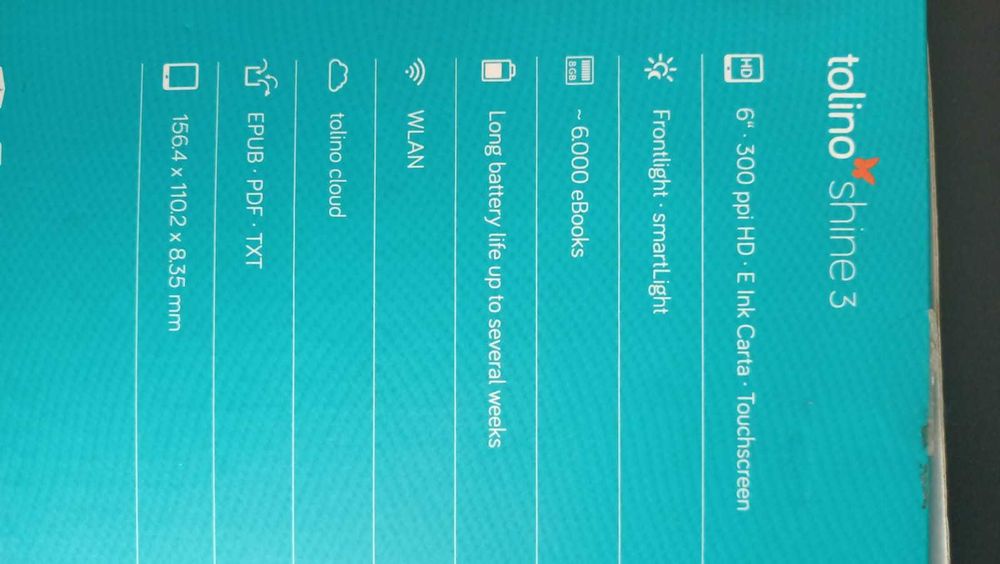 E Book Reader Nou Tolino Shine 3 Portabil e-book Ebook 8 Gb Toucscreen