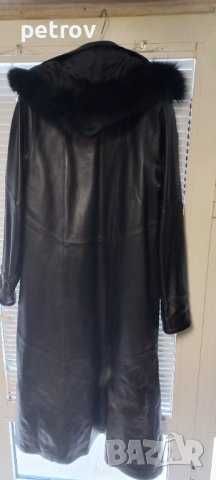 Кожено дълго дамско манто