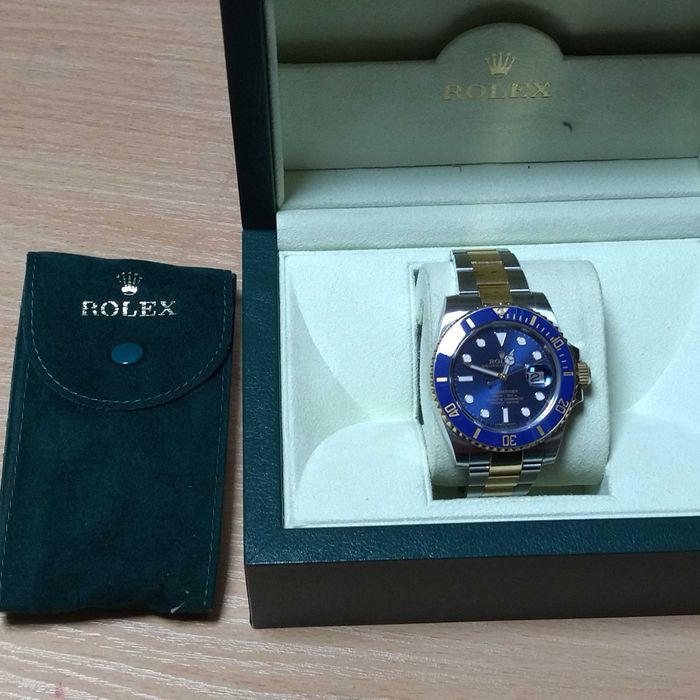 ROLEX Submariner с кутия, обслужен - 116613LB, BLUE, Gold&Steel
