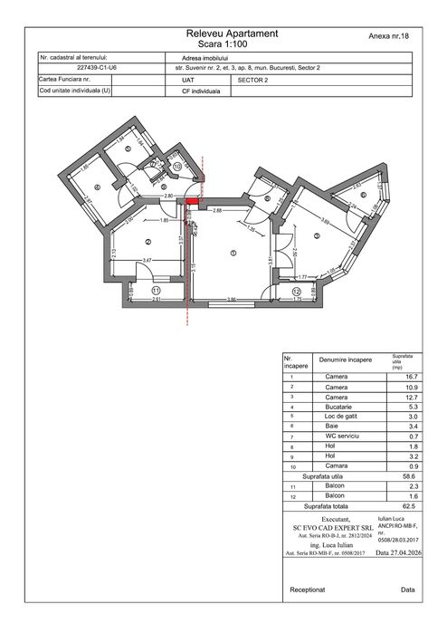 Apartament Dacia / Suvenir, compartimentat funcțional în 2 studiouri – ideal investiție